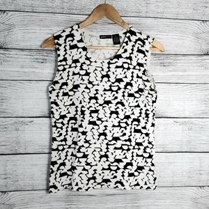 Women's Black and White Sleeveless Tank Top Size M